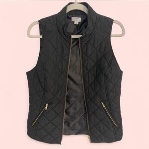 Black Quilted Vest with Gold Accents